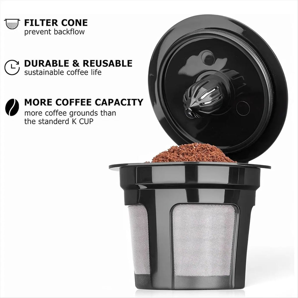 Reusable K-Cup Coffee Pods with Stainless Steel Filters – 4 Pack