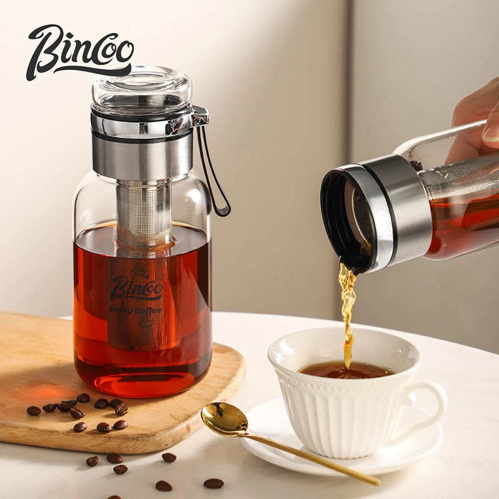 Bin Coo Glass Cold Brew Coffee & Tea Maker with Stainless Steel Infuser
