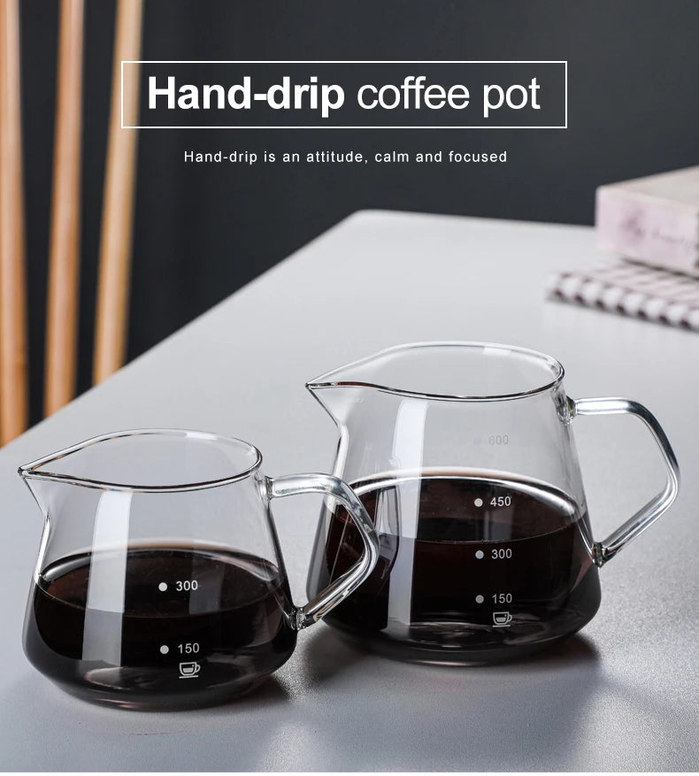 Glass Pour Over Coffee Maker Set with Carafe & Reusable Dripper – 300 mL / 600 mL