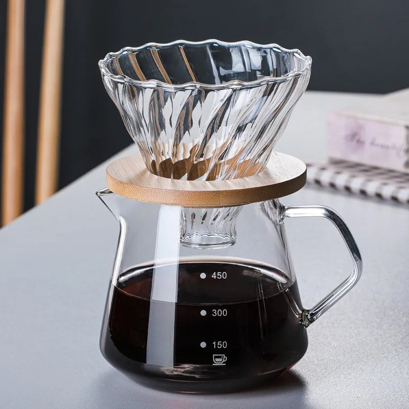 Glass Pour Over Coffee Maker Set with Carafe & Reusable Dripper – 300 mL / 600 mL