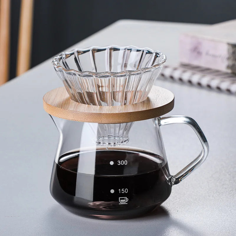 Glass Pour Over Coffee Maker Set with Carafe & Reusable Dripper – 300 mL / 600 mL