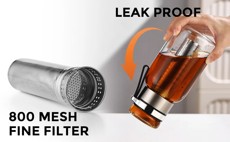 Bin Coo Glass Cold Brew Coffee & Tea Maker with Stainless Steel Infuser