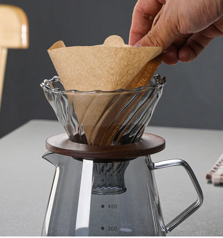 Glass Pour Over Coffee Maker Set with Carafe & Reusable Dripper – 300 mL / 600 mL