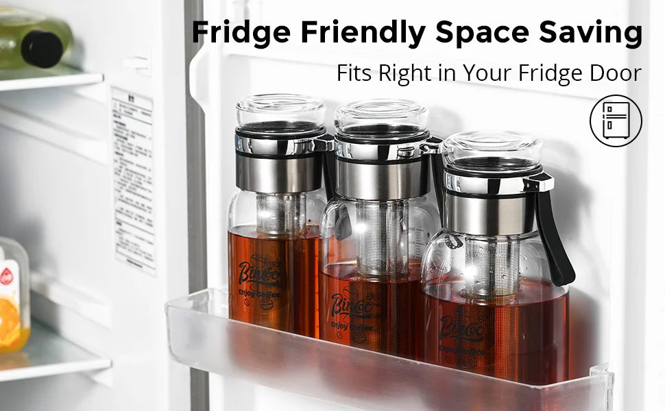 Bin Coo Glass Cold Brew Coffee & Tea Maker with Stainless Steel Infuser