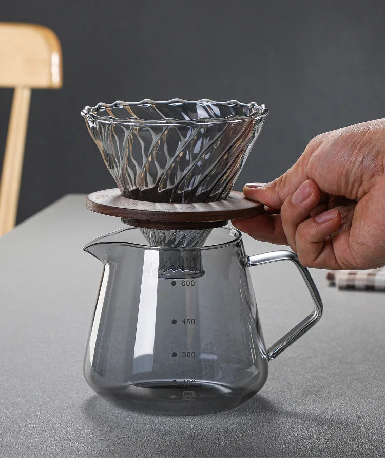 Glass Pour Over Coffee Maker Set with Carafe & Reusable Dripper – 300 mL / 600 mL